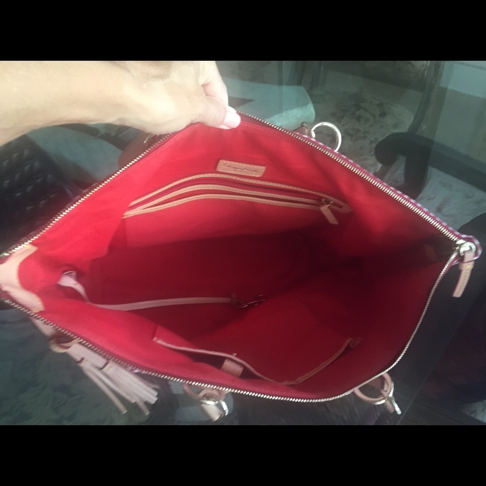 Dooney & Bourke red and white striped tote - Picture 6 of 8